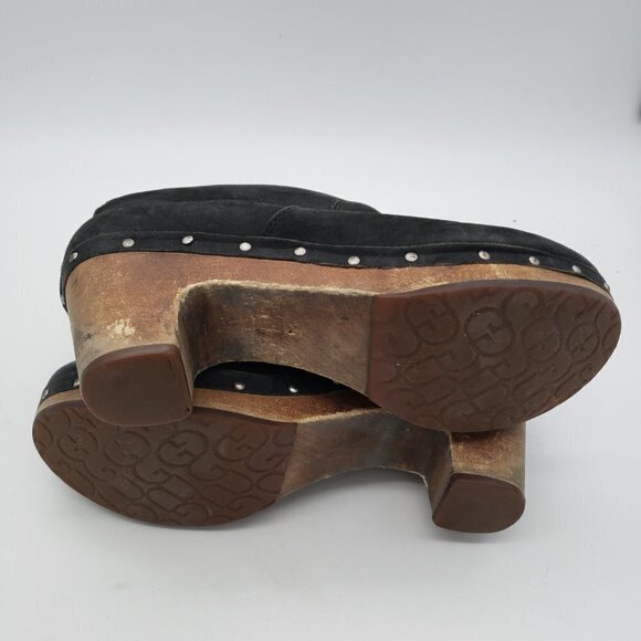 UGG Women’s Lynnea Shearling Fold Down Two-Way Clog Boot Black/Creme Size 8 - Picture 5 of 10